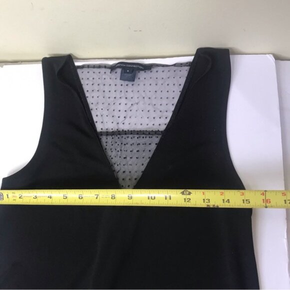 French Connection Sheer Lace Top Tunic Shift A Line Dress Stretch Sleeveless S - Picture 14 of 16